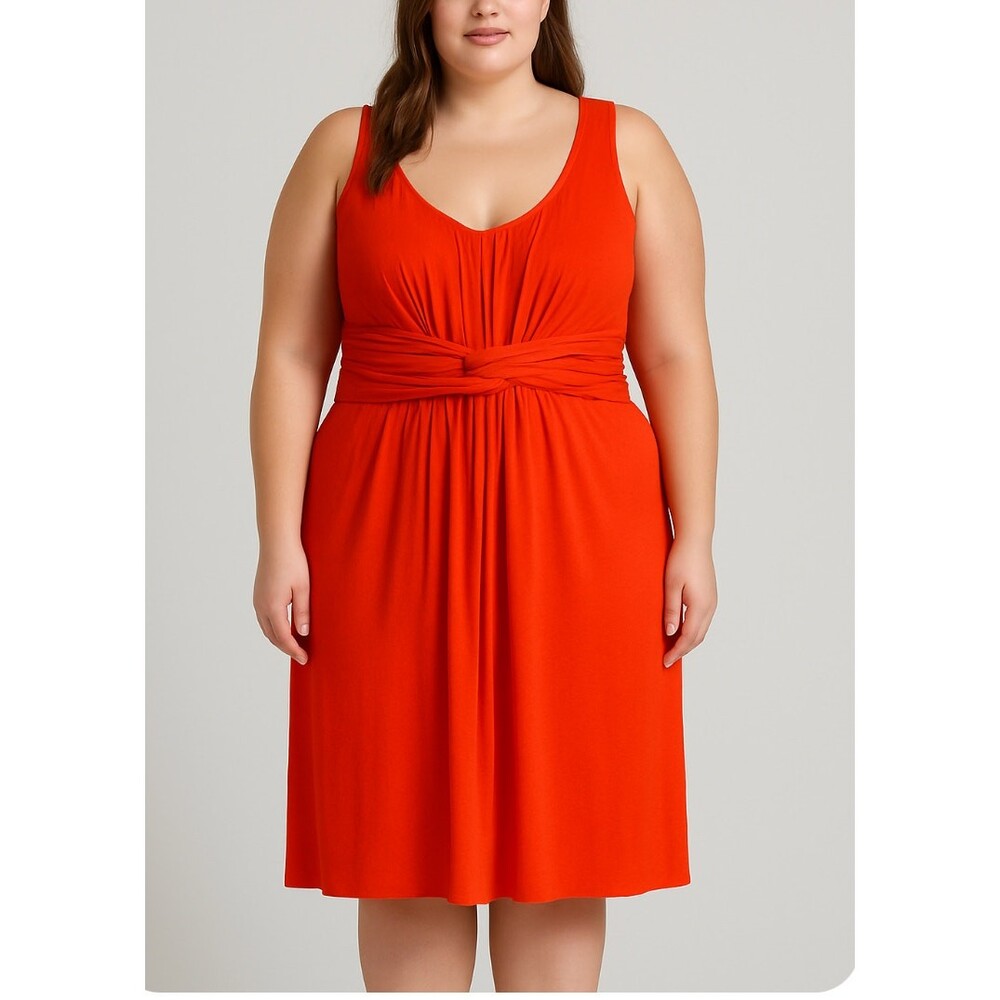 Soma jersey knit sleeveless dress with pockets Tangerine Orange S LG - tiny flaw